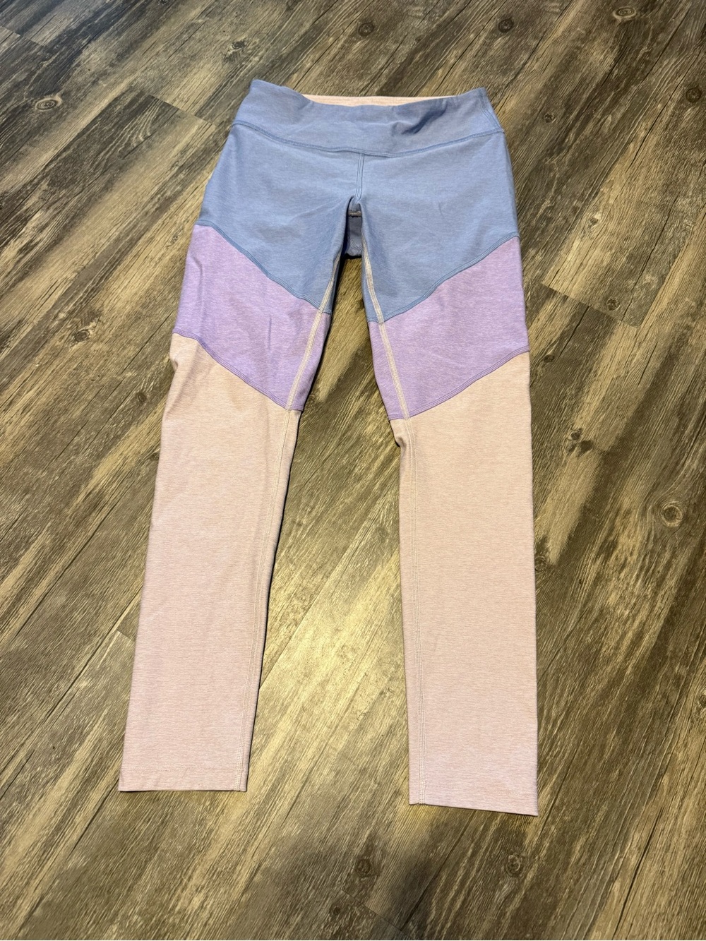 Outdoor Voices Colorblock Leggings in Blue, Lavender, and Pink